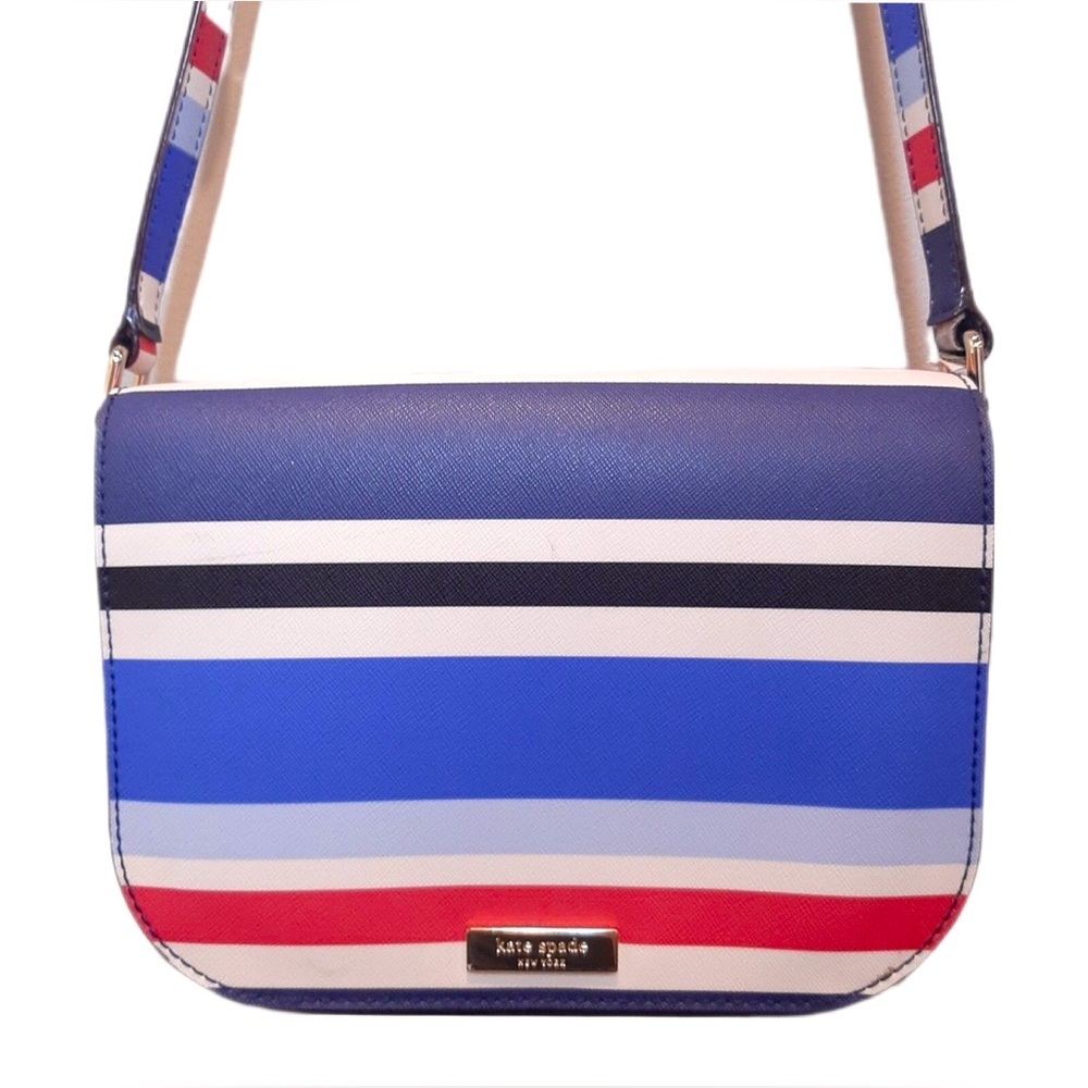 👜 Kate Spade Laurel Striped Blue and Pink Crossbody Bag | NWOT